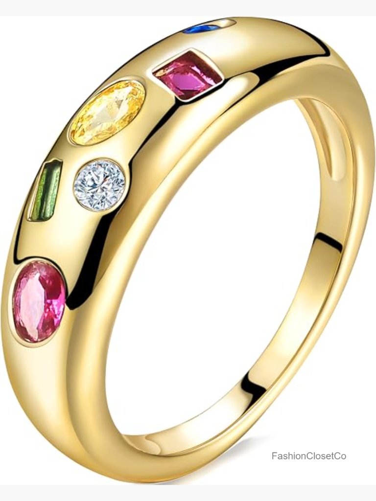 Gold Plated Cubic Zirconia Stacking Ring Size 8